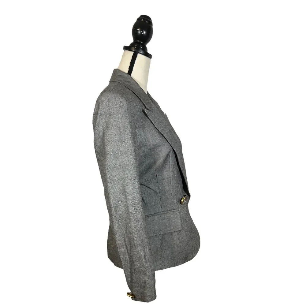 Vintage Women’s Christian Dior 80s 90s Gray Double Breasted Blazer Size 10